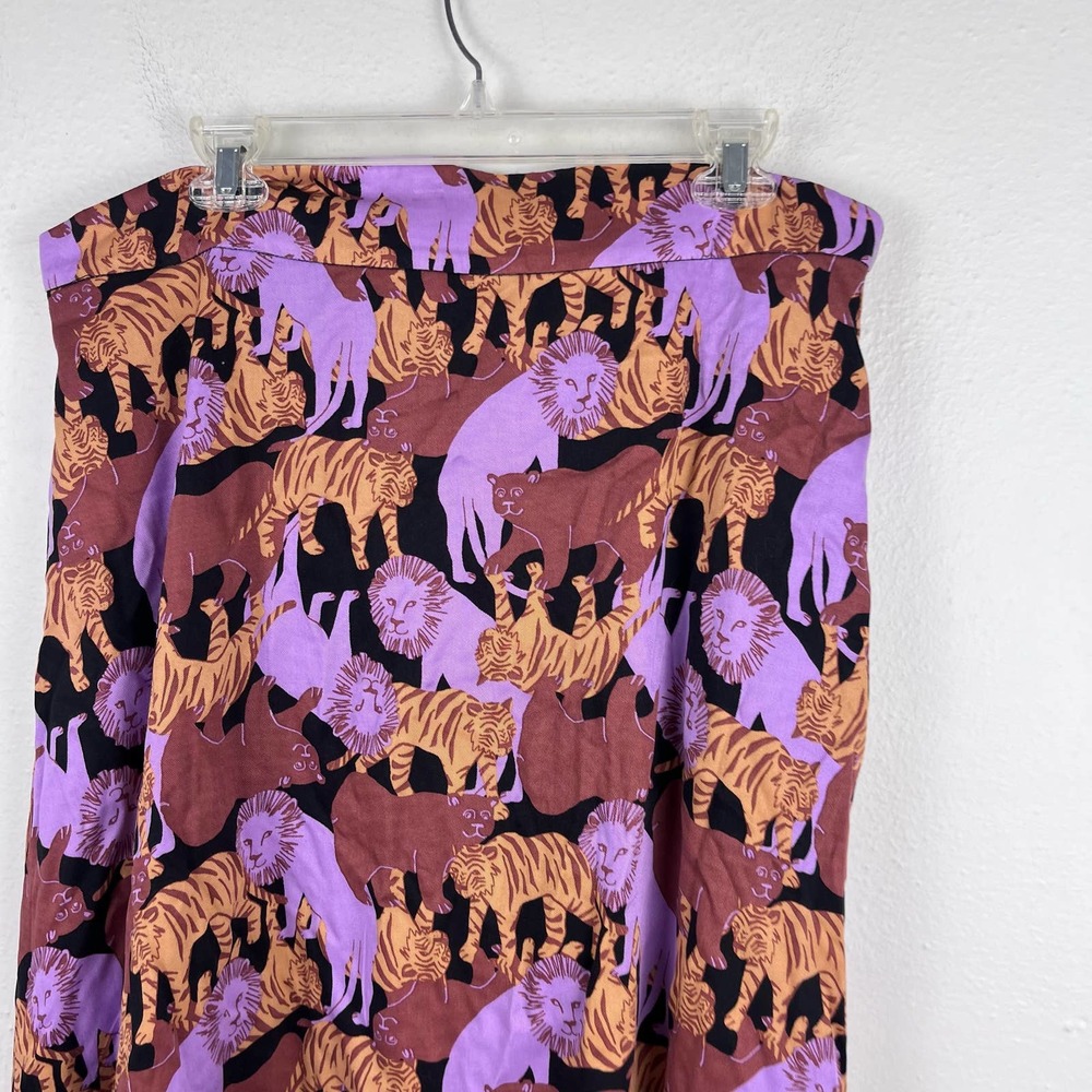 Modcloth Pink Brown Tiger Print Midi Skirt - Picture 3 of 11